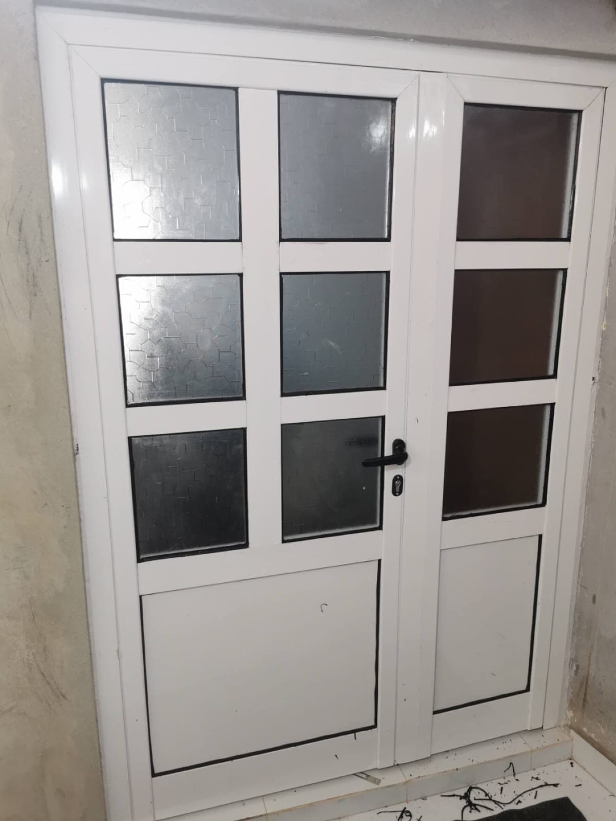 Porta com vidro texturado